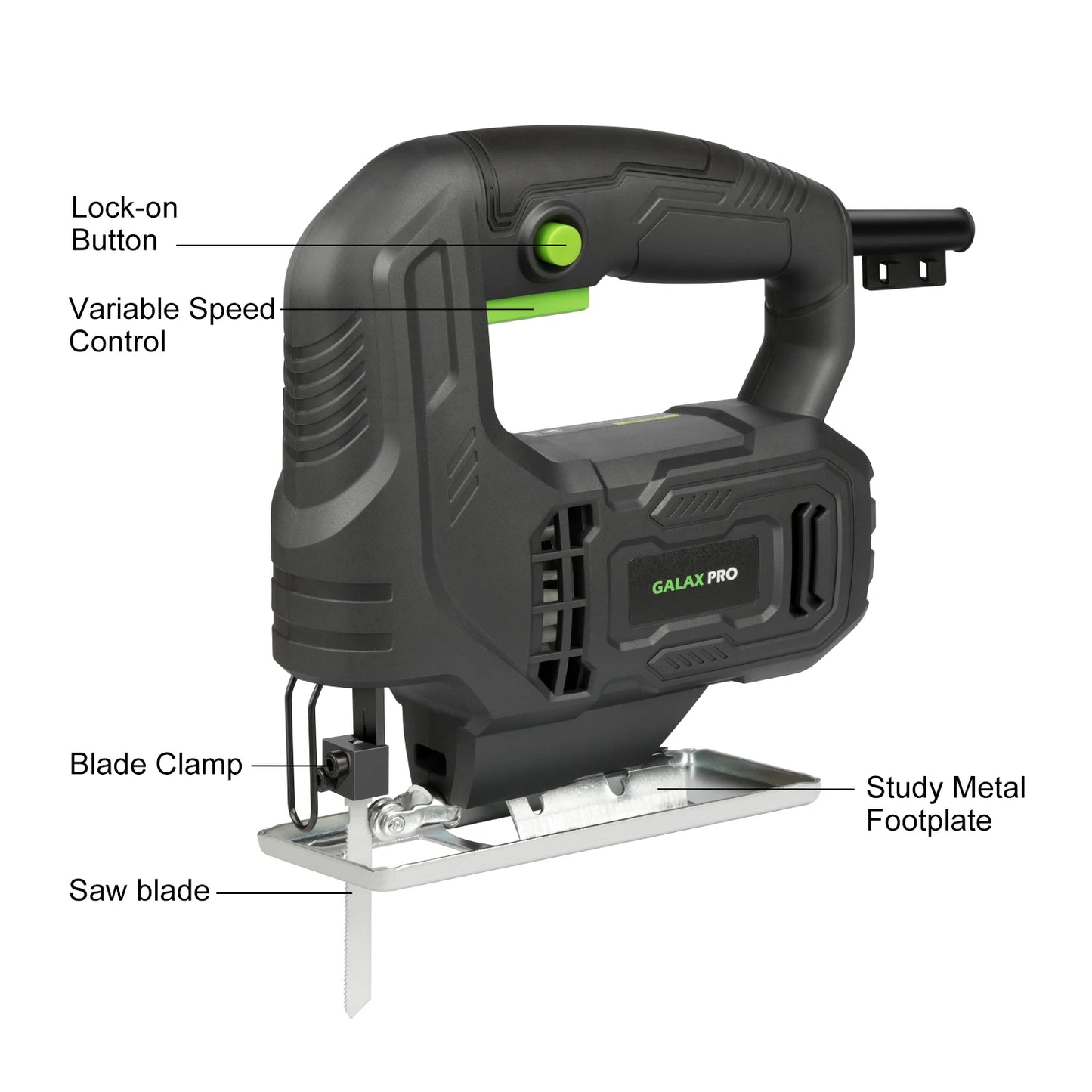 GALAX PRO Jig Saw 400W Powerful Motor 3000 RPM Electric Saber Saw Tool Adjustable ±45° Bevel Cut for DIY Woodworking Carpenter