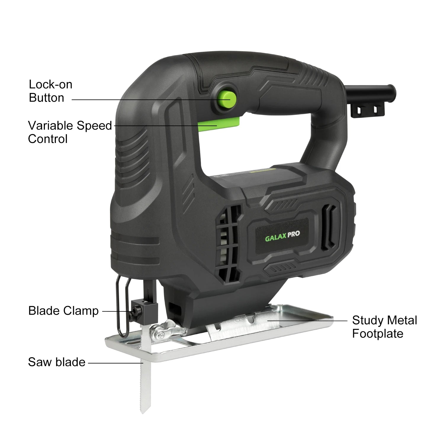 GALAX PRO Jig Saw 400W Powerful Motor 3000 RPM Electric Saber Saw Tool Adjustable ±45° Bevel Cut for DIY Woodworking Carpenter