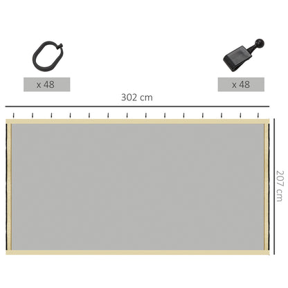 Universal Replacement Gazebo Mesh Netting Sidewall | 4 Panels | Zip Closed | Outdoor Polyester & Nylon Mesh | Clip Rings & Hooks Included | Fits Most 10x10ft Gazebos | 302x207cm | Beige