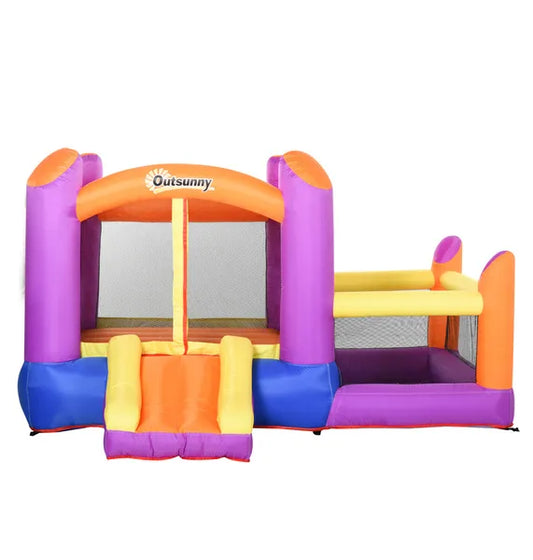Kids Bouncy Castle House Inflatable Trampoline Slide Water Pool 3 in 1 with Blower for Kids Age 3-8 Multi-color 2.8 x 2.5 x 1.7m