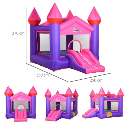 2 In 1 Kids Bounce Castle House Inflatable Trampoline Slide With Inflator For Kids Age 3-12 Multi-Colour 3.5 X 2.5 X 2.7M