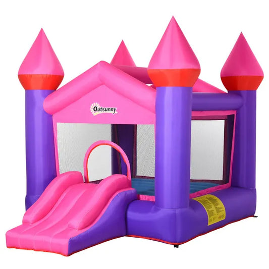 2 In 1 Kids Bounce Castle House Inflatable Trampoline Slide With Inflator For Kids Age 3-12 Multi-Colour 3.5 X 2.5 X 2.7M