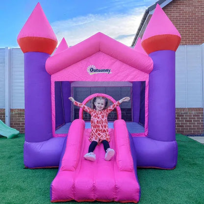 2 In 1 Kids Bounce Castle House Inflatable Trampoline Slide With Inflator For Kids Age 3-12 Multi-Colour 3.5 X 2.5 X 2.7M