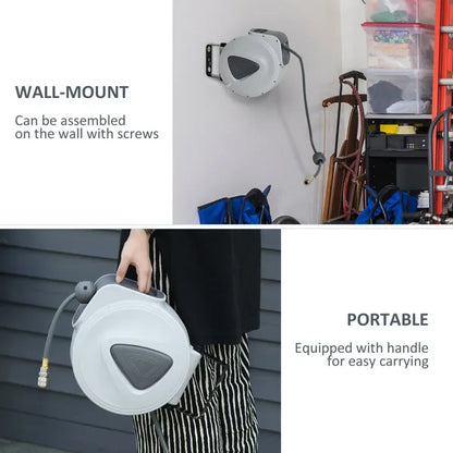 DURHAND Retractable Air Hose Pipe Reel Auto Self-Winding Wall Mounted 1/4" 10m+90cm