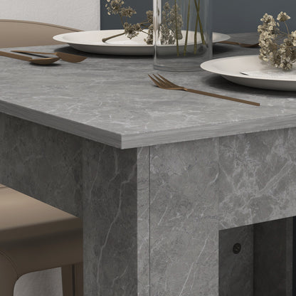 Square Dining Table, Modern Small Dining Table with Faux Cement Effect, Space Saving, Non-slip Foot Pads, Cement Grey