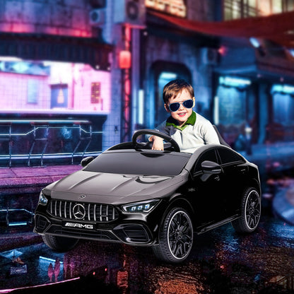 Mercedes-AMG CLA 45 Licensed 12V Kids Electric Car Ride on Car w/ Remote, Suspension Lights Music Horn - Black