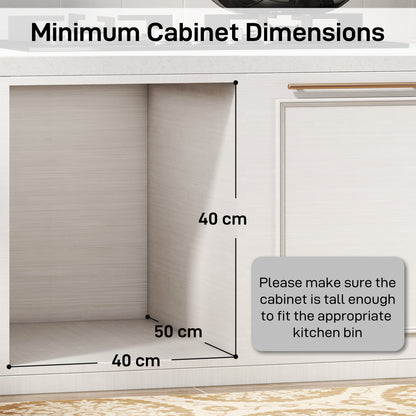 Pull Out Bin, Under Sink Bin - 2 Removable Compartments (15L Each) for 400mm Cabinets, Light Grey