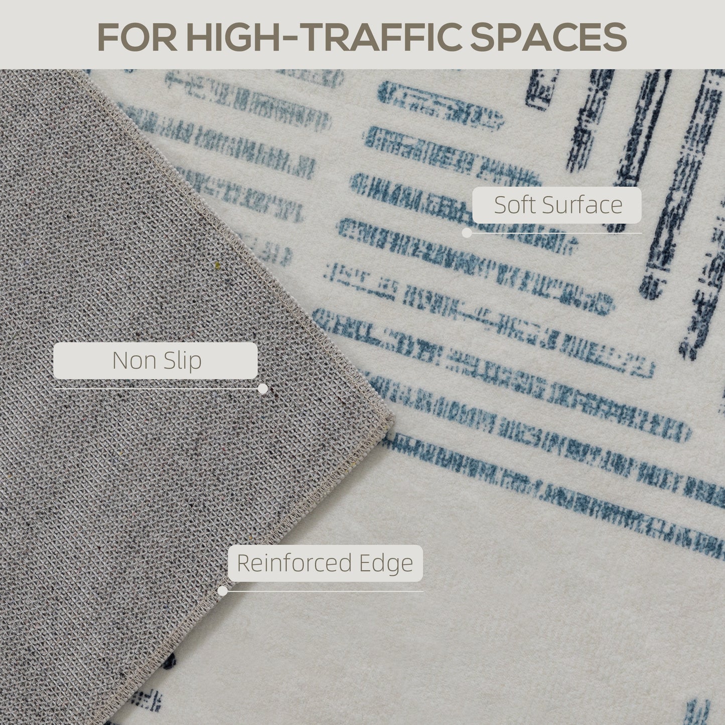 Modern Geometric Area Rug | Machine Washable | 100% Polyester Plush | TPR Non-Slip Backing | 290x200cm | Multi-Coloured Mixed Grey | Living Room Bedroom Dining Room Home Office