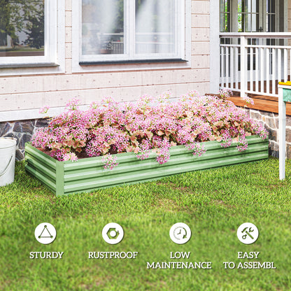 Galvanised Steel Raised Garden Bed | 2 Size Options 126x90.5cm or 241x90.5cm | Open Bottom | Rust-Resistant | Easy Assembly | Flowers Herbs & Veg | Light Green