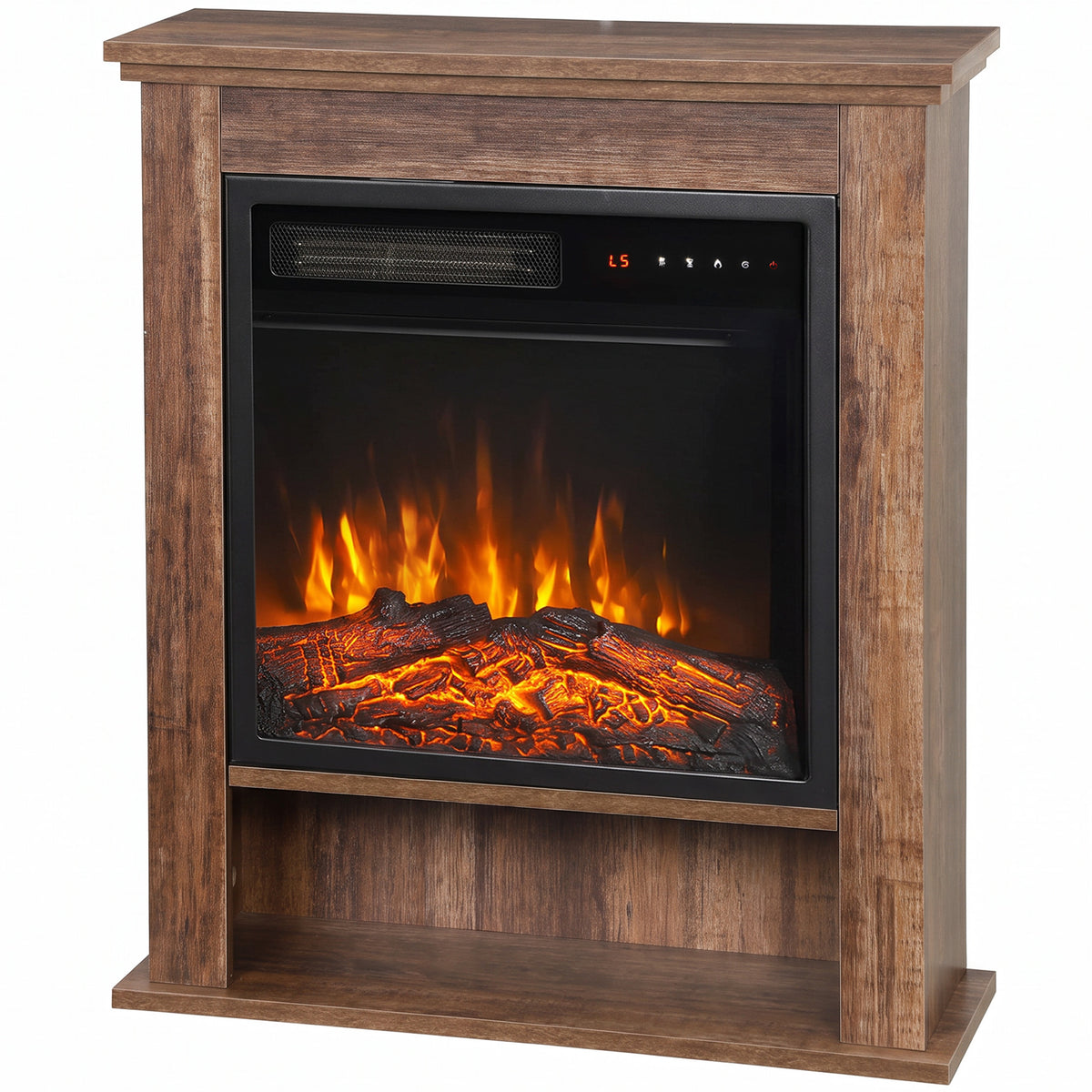 1800W Electric Fireplace Suite | Oak-Tone or Black Surround & Display Shelf | C Energy Rating | 5 Flame Brightness & Speed Settings | Timer & Remote