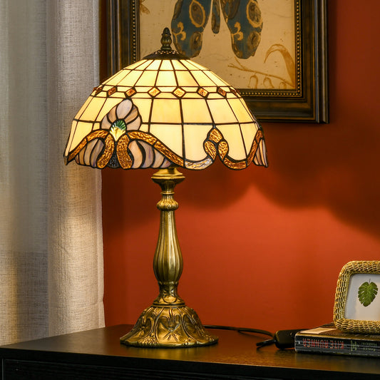 Stained Glass Table Lamp, Handmade Antique Style Bedside Lamp, Decorative Night Light for Bedroom, Living room, Home, Nightstand