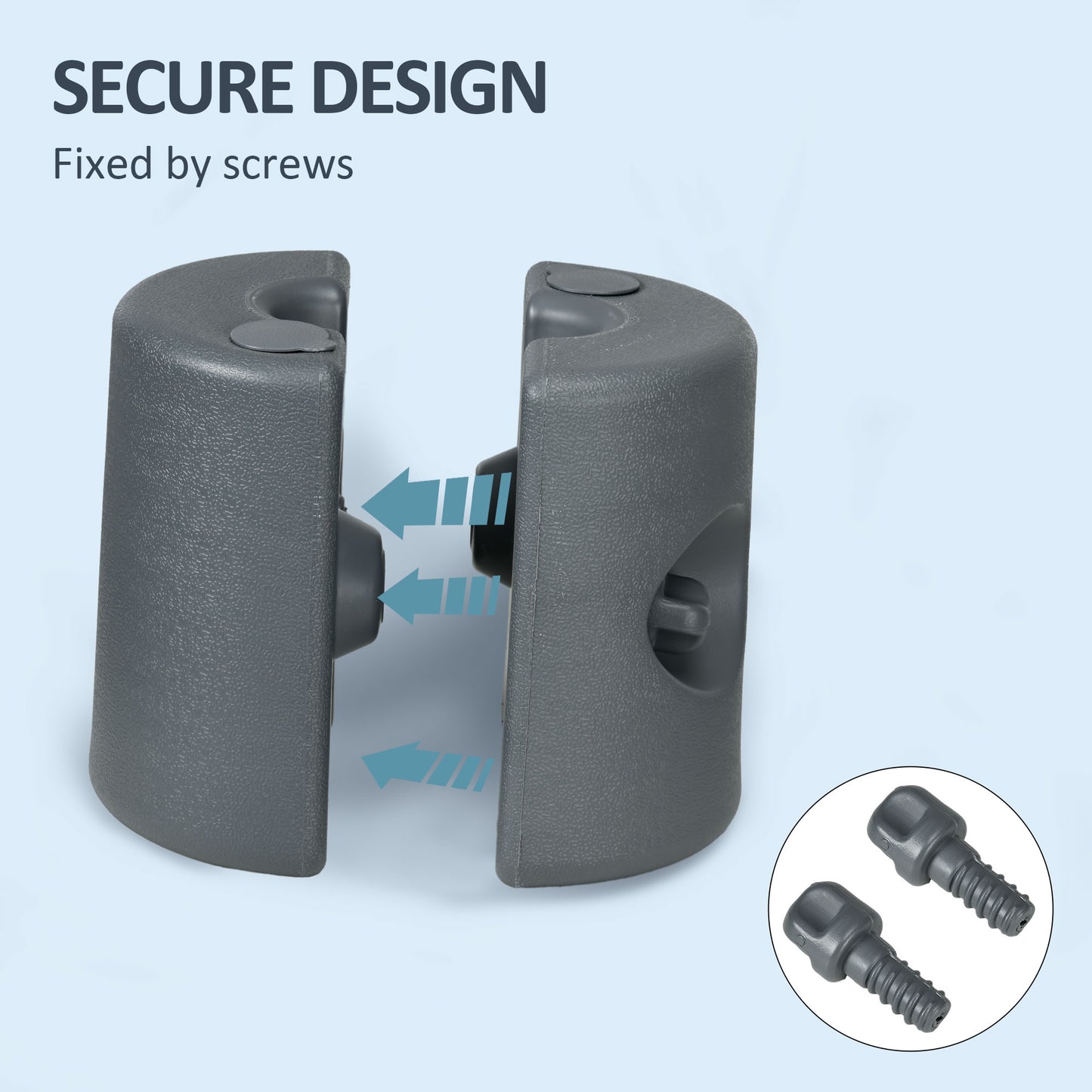 Set of 4 Gazebo Canopy Leg Weights | HDPE UV & Water-Resistant | Fill with Water (8.7kg) or Sand (12kg) Each | Screw Cap Filling Port | Fits 20-30mm Square Legs | Light Grey