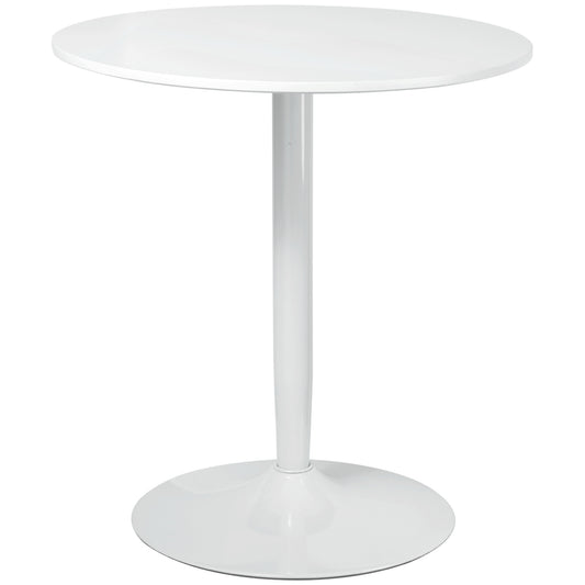 Round Dining Table, Modern Dining Room Table with Steel Base, Non-slip Foot Pad, Space Saving Small Dining Table, Black / White