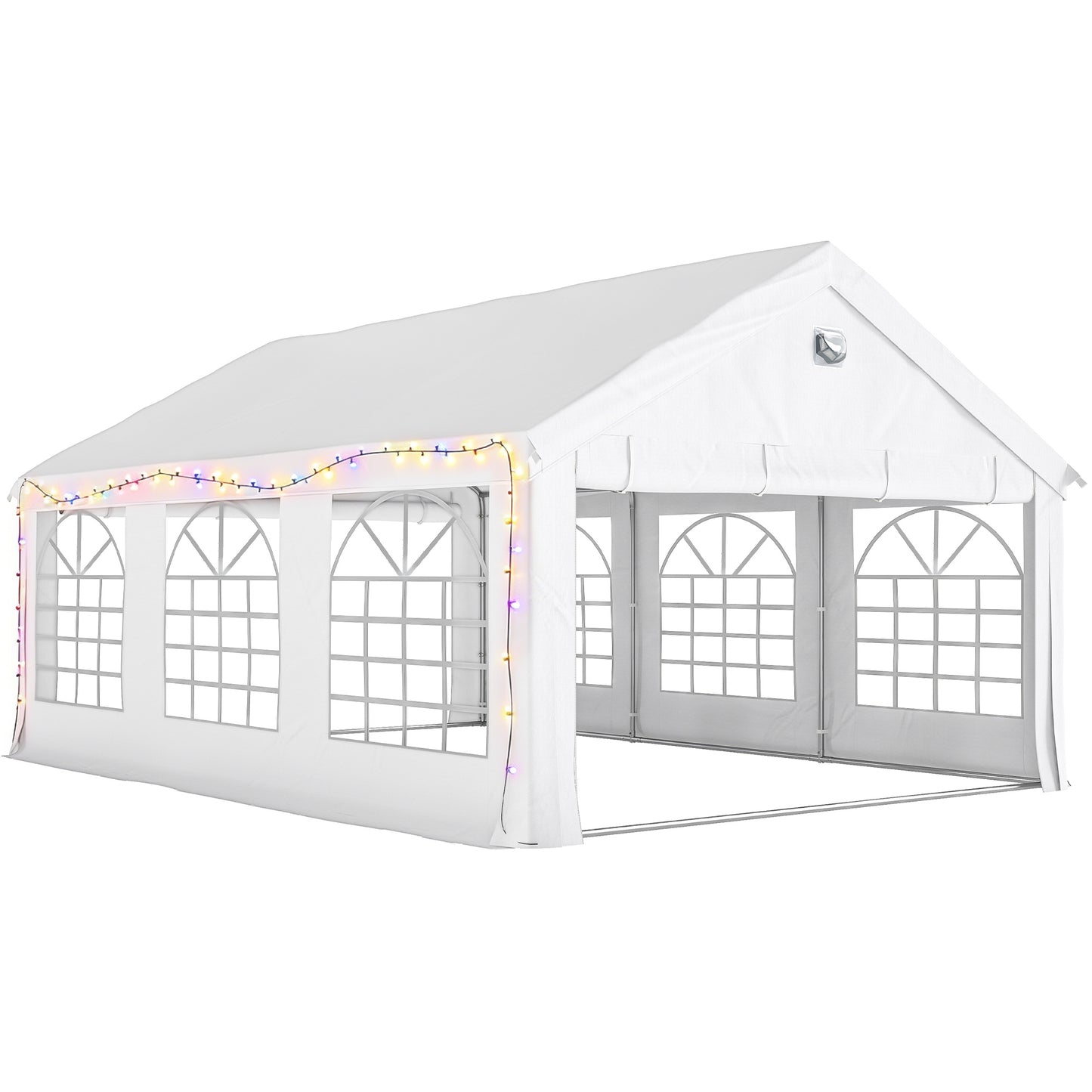 6x4m Party Tent Marquee | Galvanised Steel | UPF30+ Canopy | 2 Windows & Doors | 20 Stakes | White