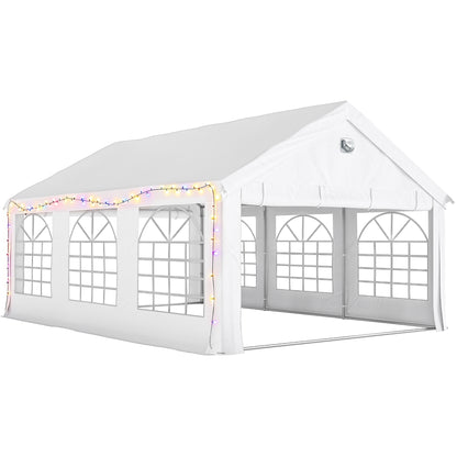 6x4m Party Tent Marquee | Galvanised Steel | UPF30+ Canopy | 2 Windows & Doors | 20 Stakes | White