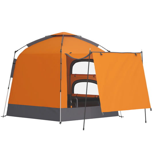 Automatic Pop Up Camping Instant Setup 2-4 Man Tent W/ Mesh Windows, Waterproof & Portable Dome W/ Carrying Bag for Camping / Orange