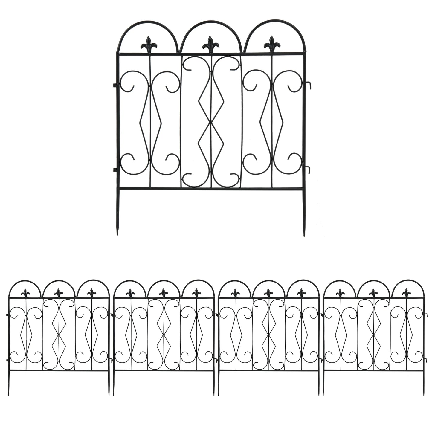 5 Piece Decorative Garden Fence Outdoor Coated Garden Border Edging Landscape Wire Fencing Picket Animal Barrier Fence