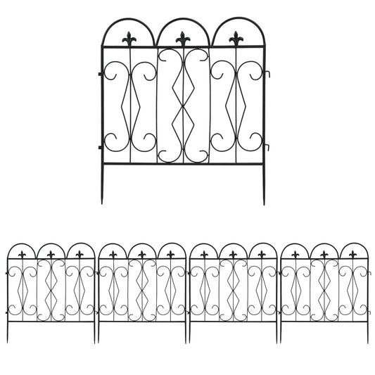 5 Piece Decorative Garden Fence Outdoor Coated Garden Border Edging Landscape Wire Fencing Picket Animal Barrier Fence
