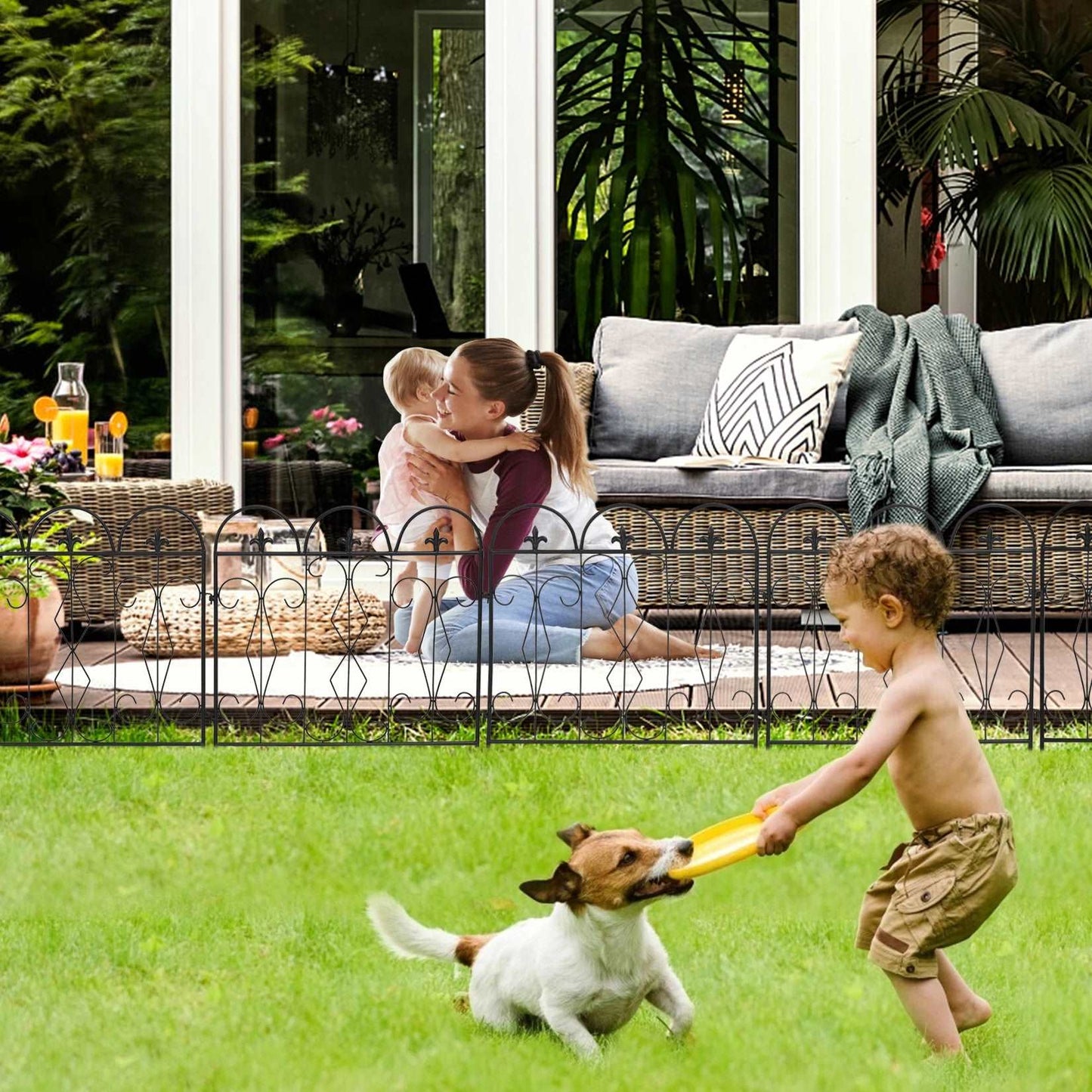 5 Piece Decorative Garden Fence Outdoor Coated Garden Border Edging Landscape Wire Fencing Picket Animal Barrier Fence