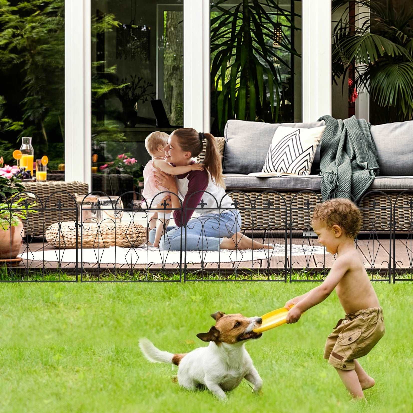 5 Piece Decorative Garden Fence Outdoor Coated Garden Border Edging Landscape Wire Fencing Picket Animal Barrier Fence