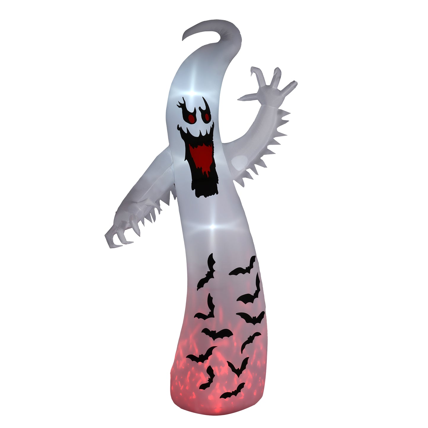 11.8FT Tall Halloween Inflatable Spooky Ghost, Blow Up Outdoor Halloween Decoration with Build-in LEDs and Rotating Light for Garden, Lawn, Party