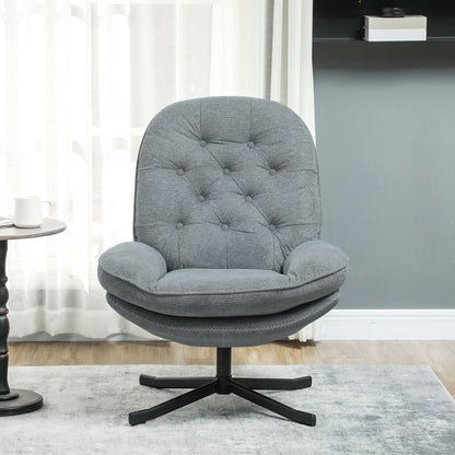 Armchair With 360 Degree Swivel And Wide Padded Seat, Upholstered Accent Chair with Water-Repellent Chenille Fabric - Grey