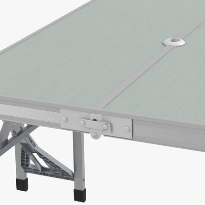 Outsunny Folding Picnic Camping Table with 4 Seats and Umbrella Hole - Grey