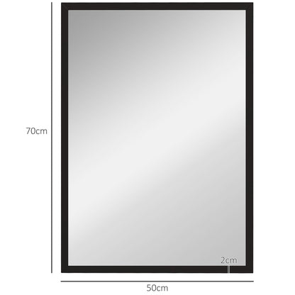 Wall Bathroom Mirror, 70 x 50 cm Wall-Mounted Mirror for Living Room, Bedroom, Hallway, Black
