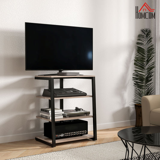 TV Stand Cabinet for 28 Inch TVs, Corner TV Unit with Open Adjustable Shelves and Extension Lead Holder, Entertainment Unit for Living Room, Grey