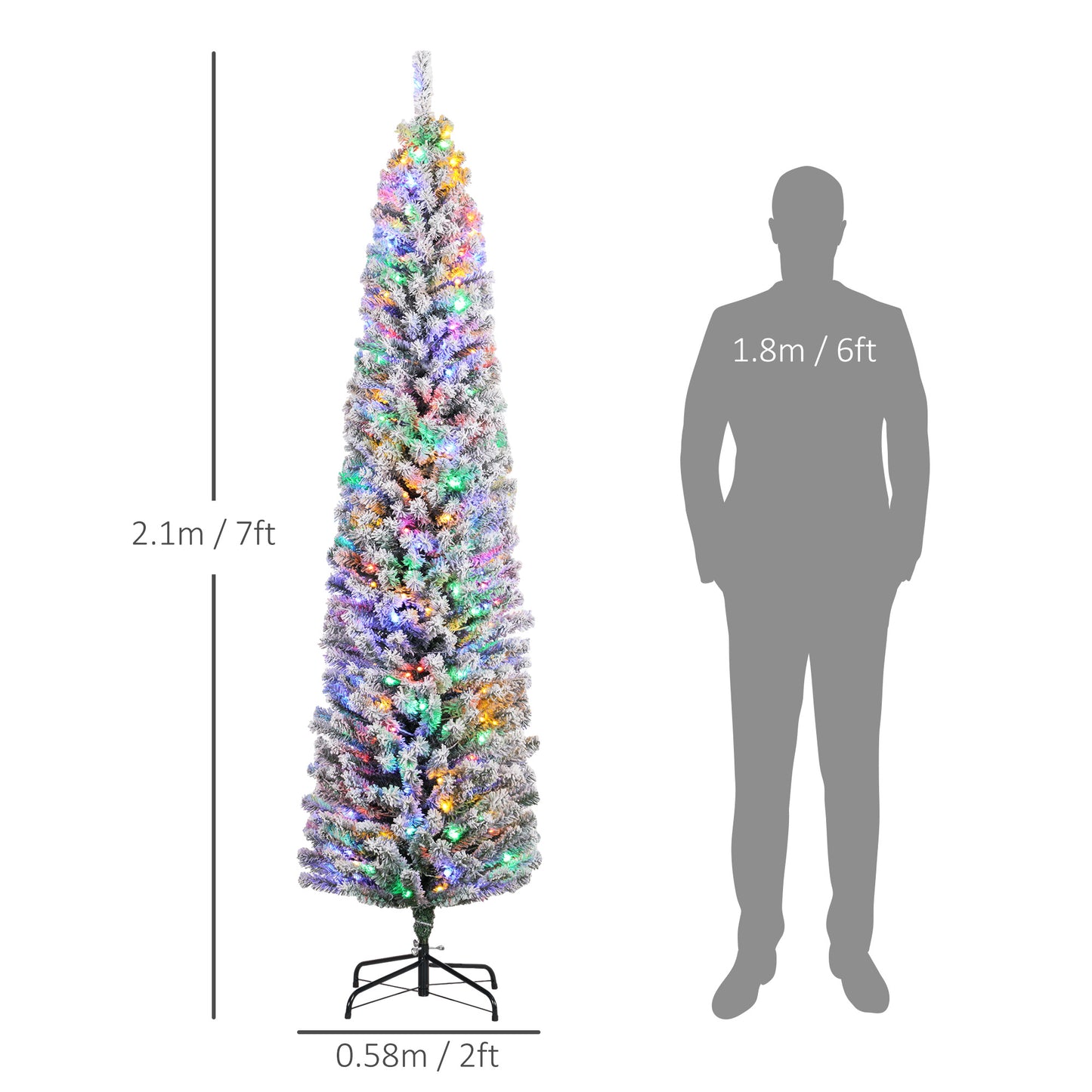 7' Artificial Prelit Christmas Trees Holiday Décor with Colourful LED Lights, Flocked Tips, Berry, Pine Cone