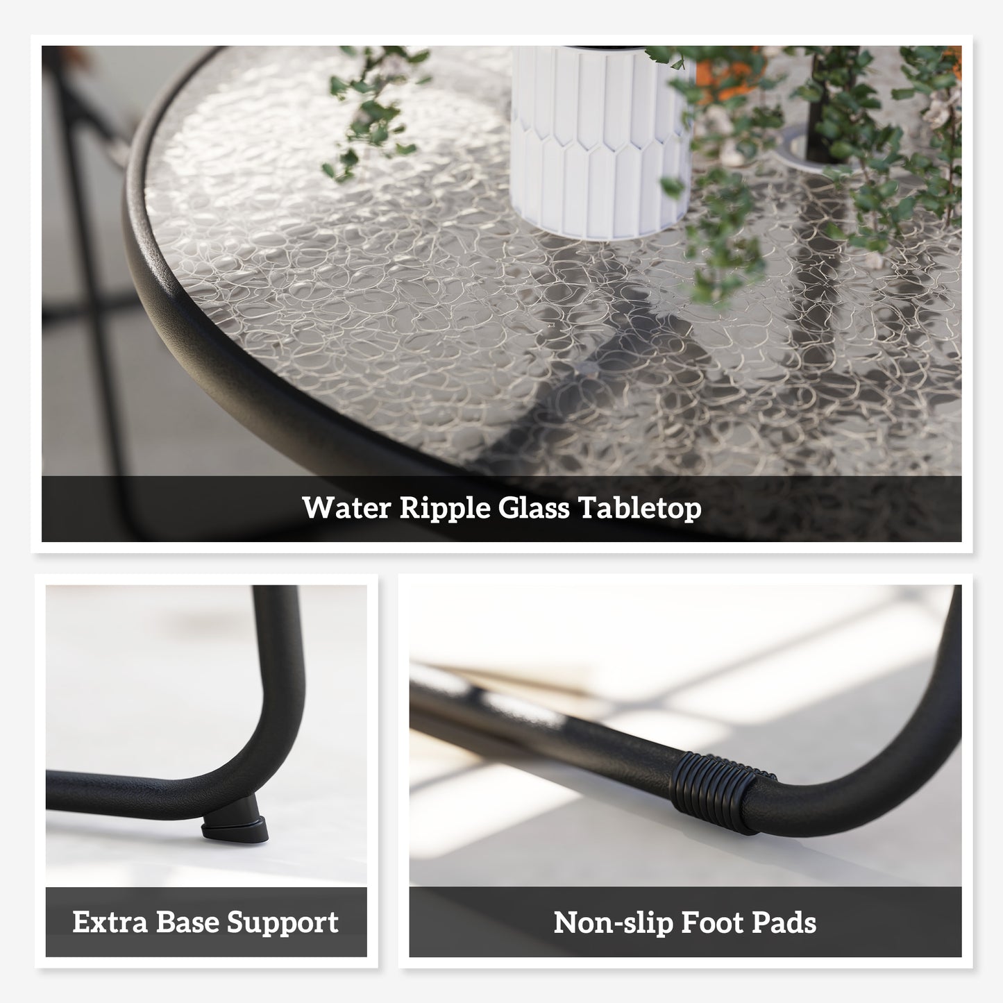 Outsunny 4 Seater Outdoor Garden Furniture Set, 6 Pieces Table and Chairs W/ Parasol, Folding Chairs and Round Glass Top Table for Patio, Cream White