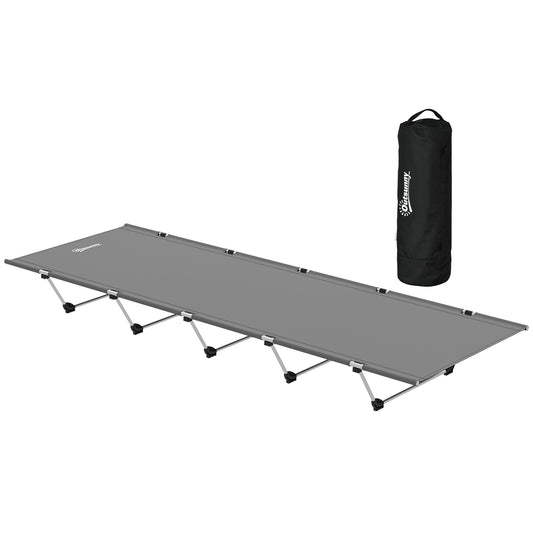 Outsunny Lightweight Camping Bed, w/ Strong Support 150kg and Carry Bag for Camping, Dark Grey
