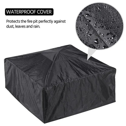 Outdoor Fire Pit - Metal Brazier Square Table Firepit Garden Patio Heater/BBQ/Ice Pit with Waterproof Cover 3 In 1