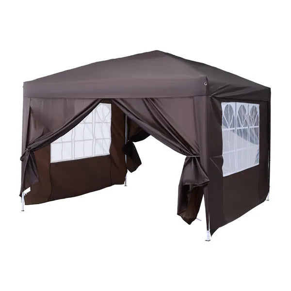Outsunny Pop Up Water Resistant Gazebo - 3m x 3m - w/ Carry Bag - 2 Walls 2 Windows