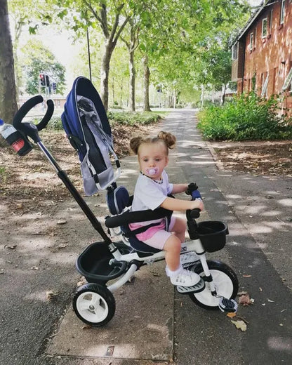 HOMCOM 4-in-1 Tricycle 3 Wheels Baby Pedal Trike W/ Canopy for Ages Over 18 Months Toddler, Blue