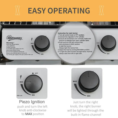 Outsunny Propane Gas Barbecue Grill 2 Burner Cooking Bbq Grill 5.6 Kw W/ Side Shelves
