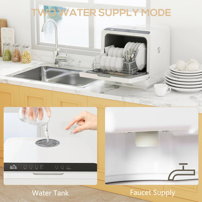 Multi-Program 6L Tabletop Dishwasher, White / Black