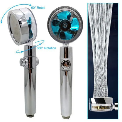 High Pressure Water Saving Hand Held Spray Nozzle Turbocharged Shower Head With Fan