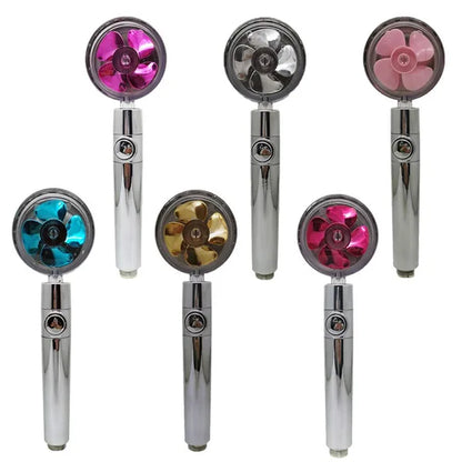 High Pressure Water Saving Hand Held Spray Nozzle Turbocharged Shower Head With Fan