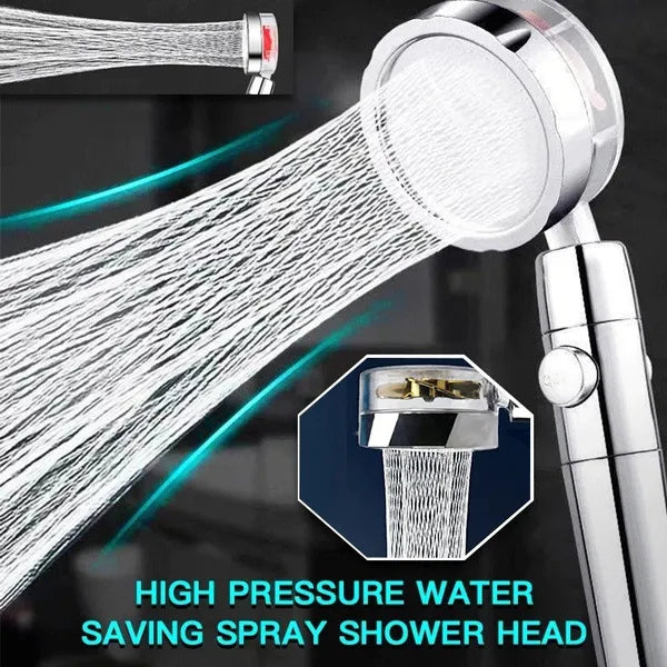 High Pressure Water Saving Hand Held Spray Nozzle Turbocharged Shower Head With Fan