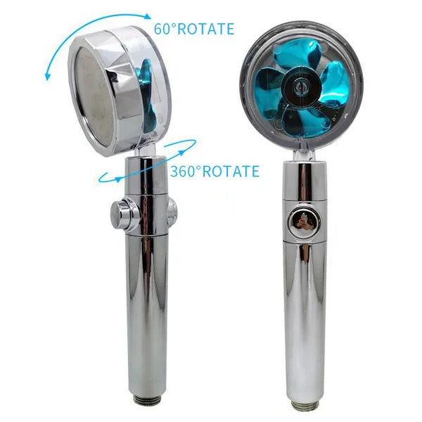 High Pressure Water Saving Hand Held Spray Nozzle Turbocharged Shower Head With Fan