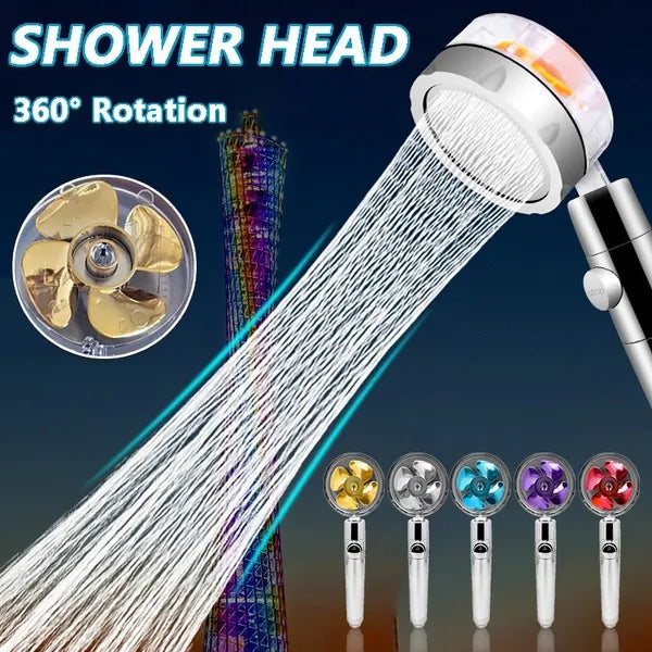 High Pressure Water Saving Hand Held Spray Nozzle Turbocharged Shower Head With Fan