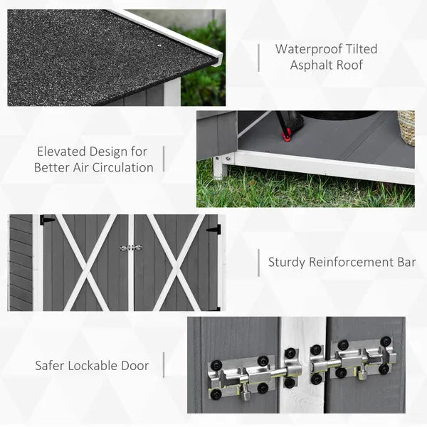 Garden Storage Shed Tool Organizer w/ Storage Table, Hooks, and Ground Nails