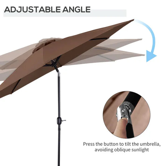 Outsunny The Sun Umbrella 9.84-ft Coffee Garden Patio Umbrella No-tilt