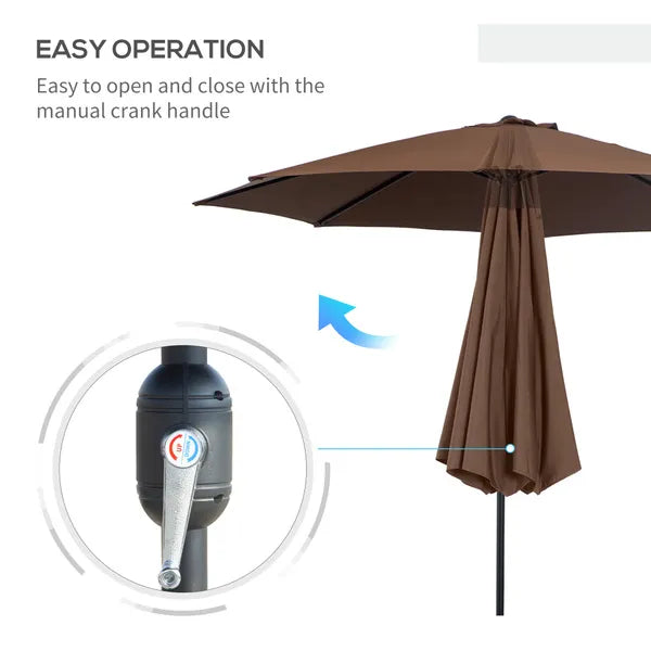 Outsunny The Sun Umbrella 9.84-ft Coffee Garden Patio Umbrella No-tilt