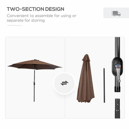 Outsunny The Sun Umbrella 9.84-ft Coffee Garden Patio Umbrella No-tilt