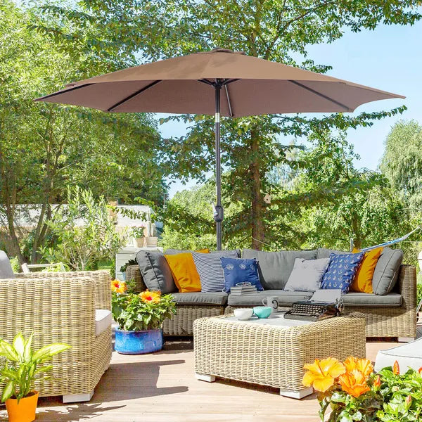 Outsunny The Sun Umbrella 9.84-ft Coffee Garden Patio Umbrella No-tilt