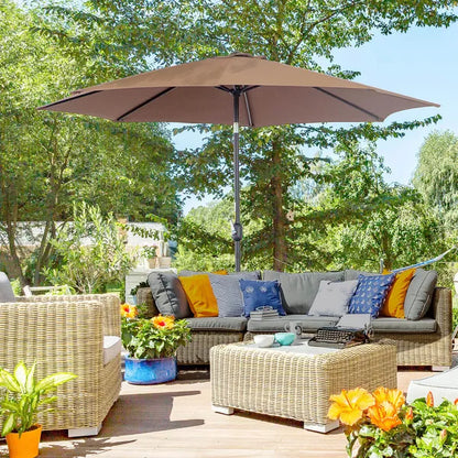 Outsunny The Sun Umbrella 9.84-ft Coffee Garden Patio Umbrella No-tilt