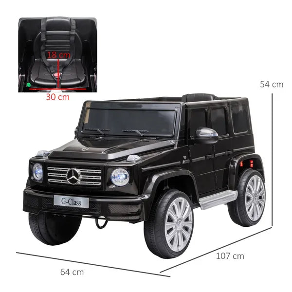 Mercedes Benz G500 Battery Powered Kids Electric Ride on Car Toy with Parental Remote Control Music Lights MP3 Suspension Wheels 12V