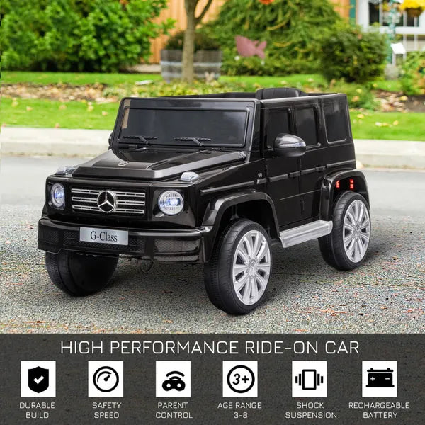 Mercedes Benz G500 Battery Powered Kids Electric Ride on Car Toy with Parental Remote Control Music Lights MP3 Suspension Wheels 12V